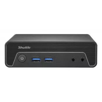 Shuttle Nano PC NE1010XA, Intel N 100, 8 GB DDR4, 250 GB M.2, 1x HDMI, 1x DP, 6x USB, 1x LAN, lüfterlos, 24/7 Dauerbetrieb, inkl. VESA