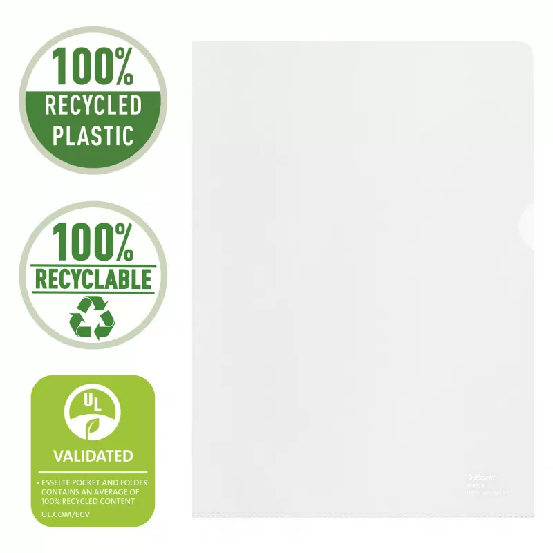 Esselte Recycle Folder A4, Projektmappe, A4, Polypropylen (PP), Transparent, Hochformat, 220 mm
