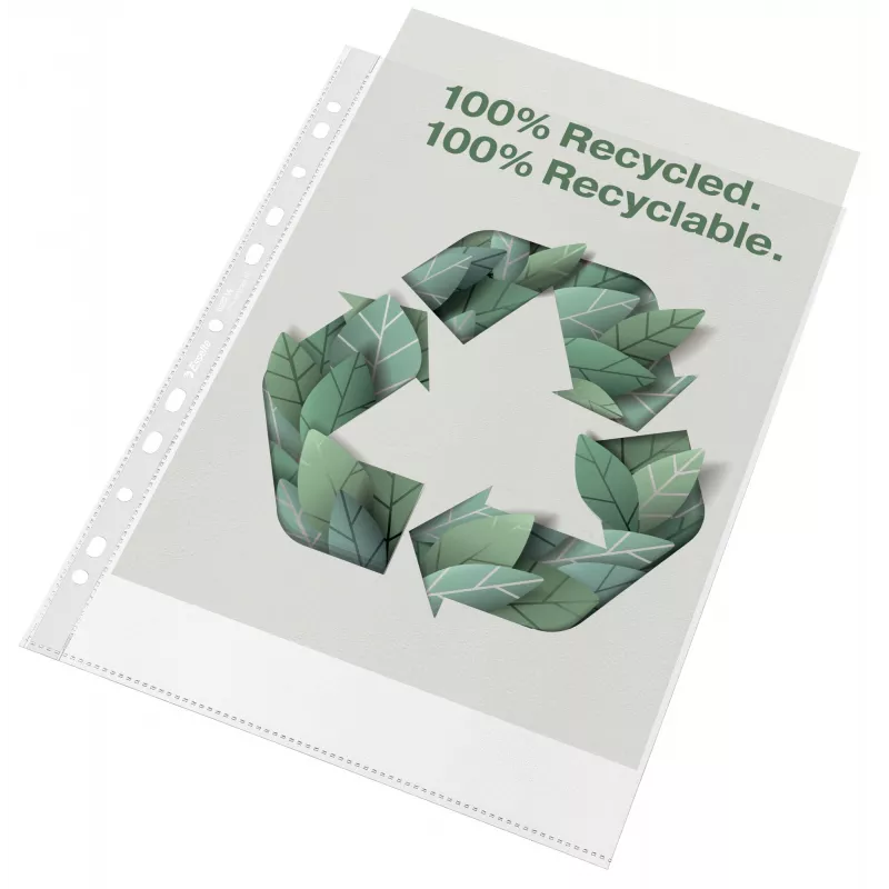 Esselte Recycle Pocket A4, 210 x 297 mm (A4), Transparent, Polypropylen (PP), Hochformat, Oben, 0,07 mm