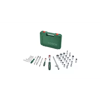 Bosch 1600A02Z9G 1/2 + 1/4 Steckschlüsselsatz mit Ratsche, 56 Stk., Grün