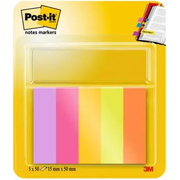 Post-it® Haftnotiz-Marker, Rechteck, Grün/Orange/Pink/Violett/Gelb, 50 Blatt, selbstklebend