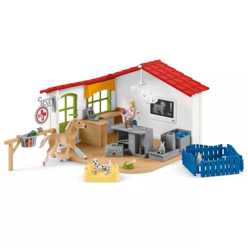 schleich Tierarztpraxis mit Tieren, Bauernhof, Bauernhoftiere / Bauernhofspielzeug, 3 Jahr(e), Mehrfarbig
