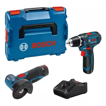 Bosch GSR 12V-15 + GWS 12V-76 + 2 Akkus 2 Ah + GAL 12V-40 (L) Professional Akku-Werkzeugset