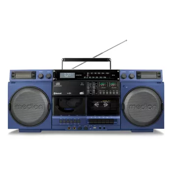 MEDION LIFE P66538 20 W Blaue Kompakt-Audioanlage — 20 W RMS, 2-Wege-Lautsprecher, DAB+/PLL, Bluetooth 10 m, Frontlader-Disc