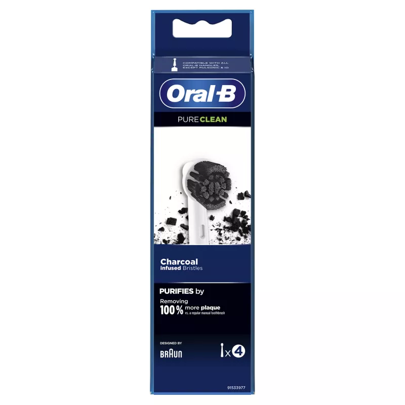 Oral-B Pure Clean Ersatz-Aufsteckbürsten, 4 Stück, Weiß (350053)
