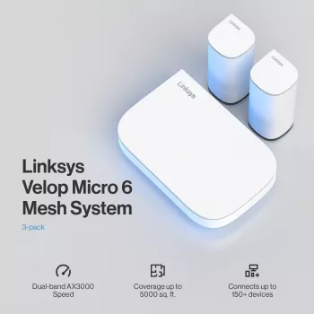 Linksys Velop Micro 6 Mesh System – Dual-Band WiFi 6 AX3000 (3-pack)