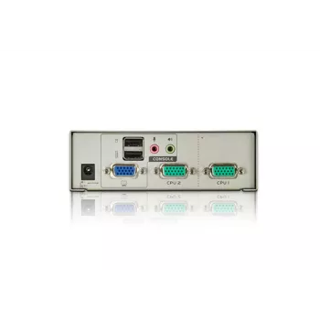 ATEN 2-Port USB VGA KVM mit Audio (KVM-Kabel enthalten), 2048 x 1536 Pixel, QXGA, 0,142 W, Grau