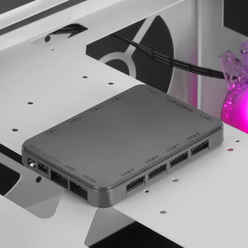 Mars Gaming MC51W Weiß PC-Gaming-ATX-Gehäuse mit doppeltem Hartglas, 5x RGB 12cm Lüfter