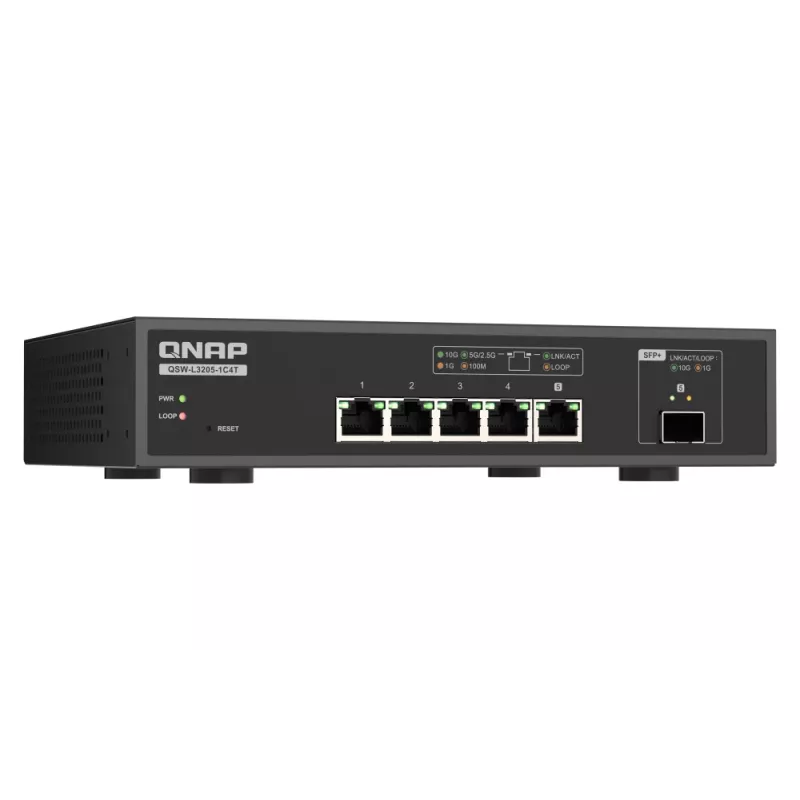 QNAP QSW-L3205-1C4T 4 Managed 10G Ethernet (100/1000/10000) Desktop Schwarz