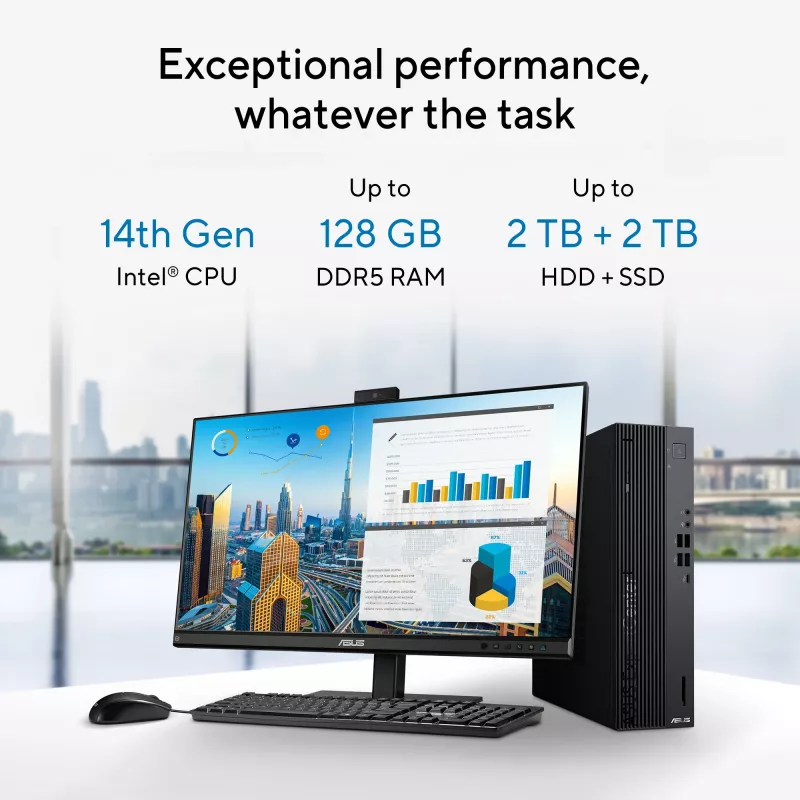 ASUS ExpertCenter D7 SFF D701SER-714700311X Intel® Core™ i7 i7-14700 16 GB DDR5-SDRAM 1 TB SSD Windows 11 Pro PC Schwarz