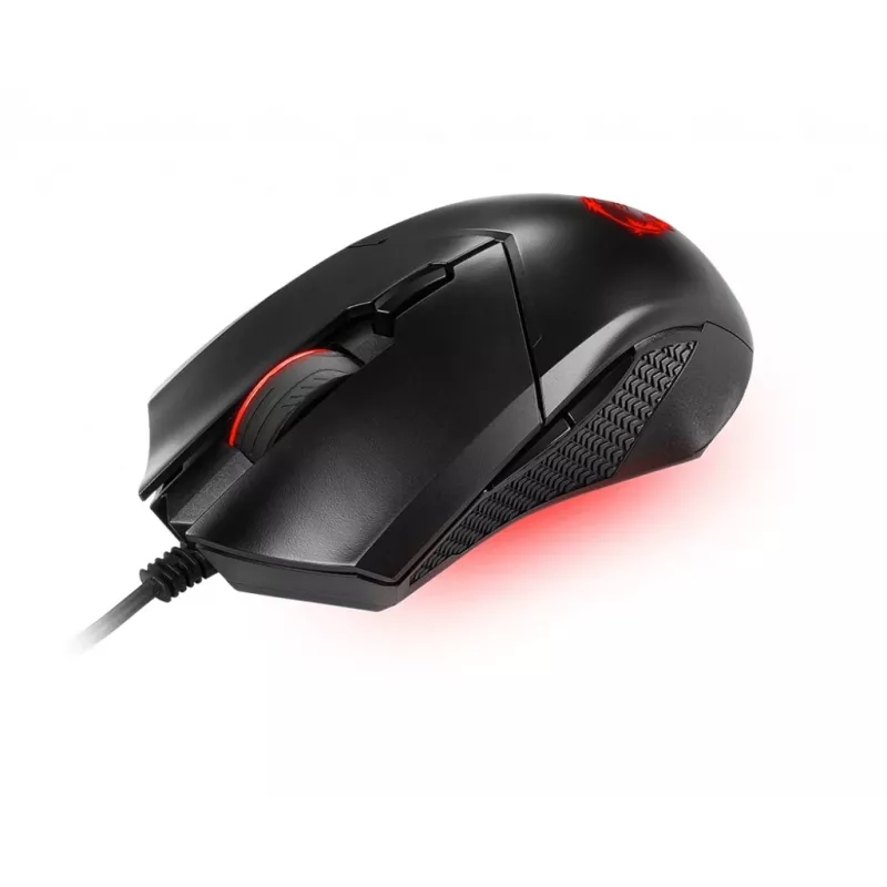 MSI CLUTCH GM08 Optische Gaming-Maus '4200 DPI optischer Sensor, 6 programmierbare Tasten, symmetrisches Design, langlebiger Schalter mit über 10 Millionen Klicks, Gewichtsanpassung, rote LED'