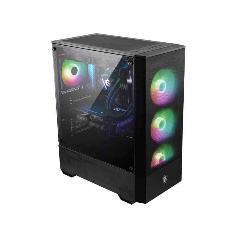 MSI MAG FORGE 111R Mid Tower Gaming Computer Case 'Schwarz, 1x 120mm ARGB PWM-Lüfter, 1-6 ARGB-Hub, Mystic Light Sync, Tempered Glass Panel, ATX, mATX, mini-ITX'