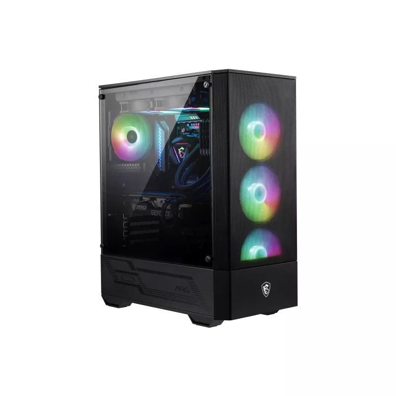 MSI MAG FORGE 111R Mid Tower Gaming Computer Case 'Schwarz, 1x 120mm ARGB PWM-Lüfter, 1-6 ARGB-Hub, Mystic Light Sync, Tempered Glass Panel, ATX, mATX, mini-ITX'