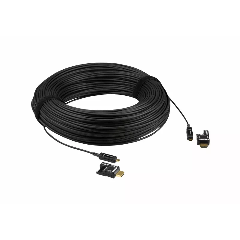 ATEN 100m 4K HDMI Aktives optisches Kabel, 100 m, HDMI Typ D (Mikro), HDMI Typ D (Mikro), 3D, 18 Gbit/s, Schwarz