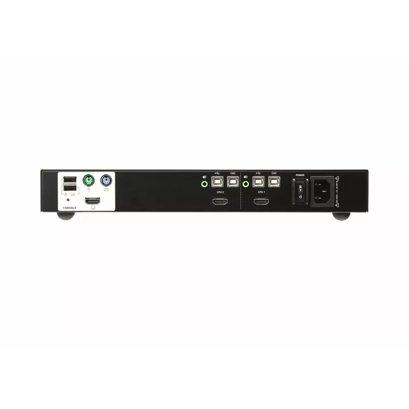 ATEN 2-Port USB HDMI Secure KVM Switch, 3840 x 2160 Pixel, 4K Ultra HD, Rack-Montage, 2,4 W, 1U, Schwarz