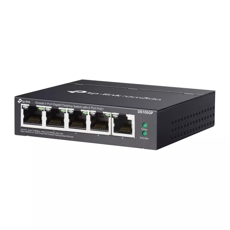 TP-Link Omada DS105GP Netzwerk-Switch Unmanaged Gigabit Ethernet (10/100/1000) Power over Ethernet (PoE) Schwarz