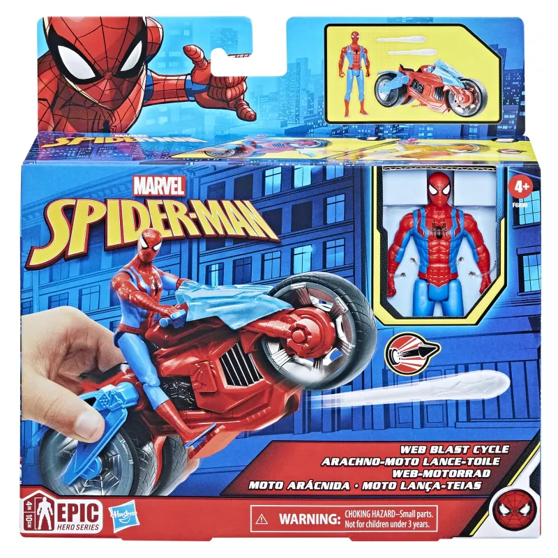 Marvel Spider-Man Spider-Man Web Blast Cycle Kinder-Spielset mit beweglicher Spider-Man Action-Figur