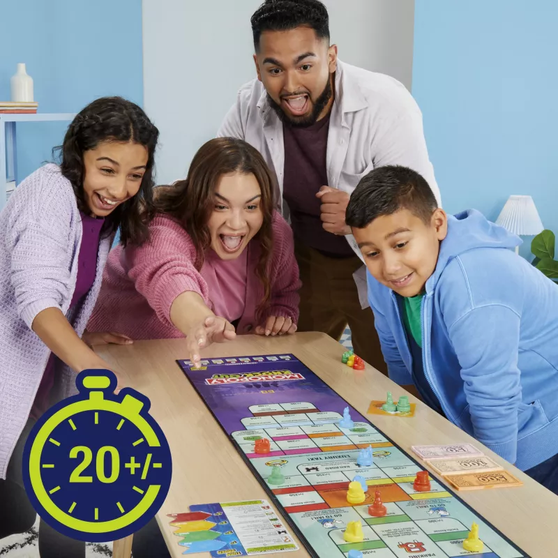 Monopoly Knockout Familienspiel, schnelle Brettspiele für Alter 8+, 2–8 Spieler, 20 Min.