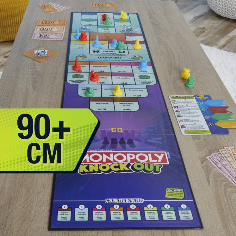 Monopoly Knockout Familienspiel, schnelle Brettspiele für Alter 8+, 2–8 Spieler, 20 Min.