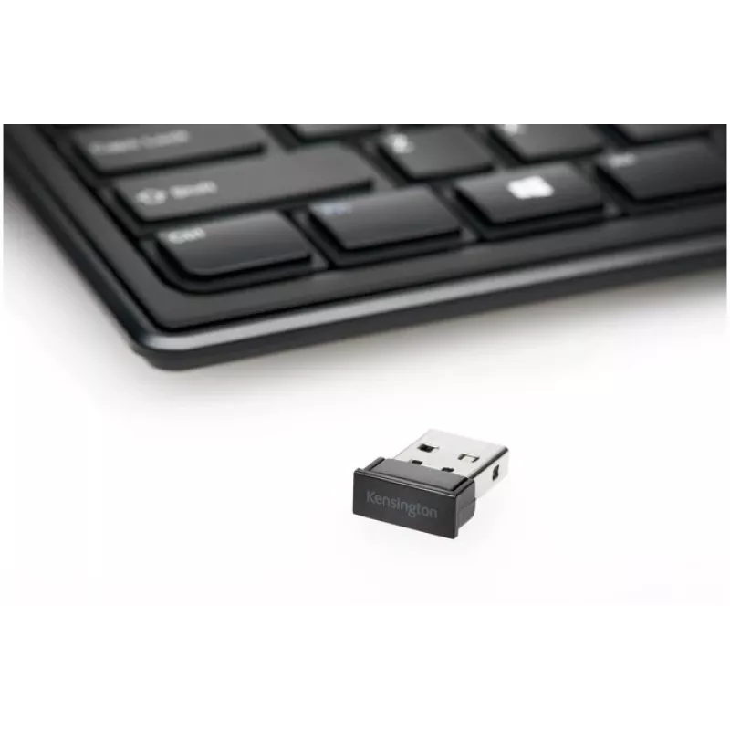 Kensington Tastatur AdvanceFit Wireless Schwarz Belgien, Full-size (100%), Kabellos, RF Wireless, AZERTY, Schwarz