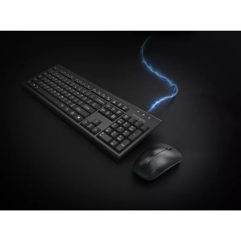 Kensington K75560BE, Kabellos, RF Wireless + Bluetooth, Membran, AZERTY, Schwarz, Maus inbegriffen