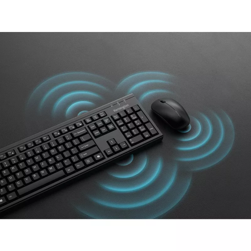 Kensington K75560BE, Kabellos, RF Wireless + Bluetooth, Membran, AZERTY, Schwarz, Maus inbegriffen