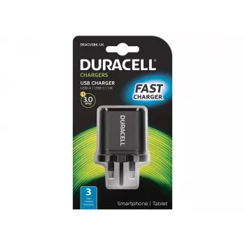Duracell Type-C & Type-A Netzladegerät, Innenbereich, AC, Schwarz