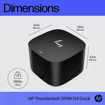 HP Thunderbolt Dock 120W G4, Kabelgebunden, Thunderbolt 4, Schwarz, Kensington, China, Thailand, Taiwan, Business