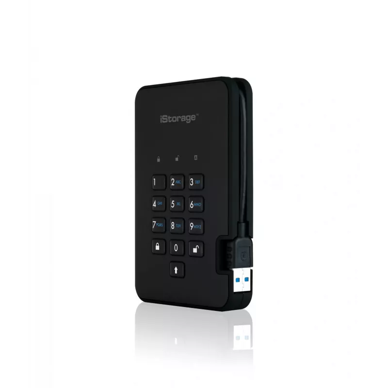 iStorage diskAshur² SSD 128GB Schwarz | Sichere tragbare Solid-State-Festplatte | AES-XTS 256-Bit-Hardwareverschlüsselung | PIN-geschützt | Betriebssystem- und plattformunabhängig | TAA-konform | Schutz vor Brute-Force-Angriffen | Staub-/wasserbeständig