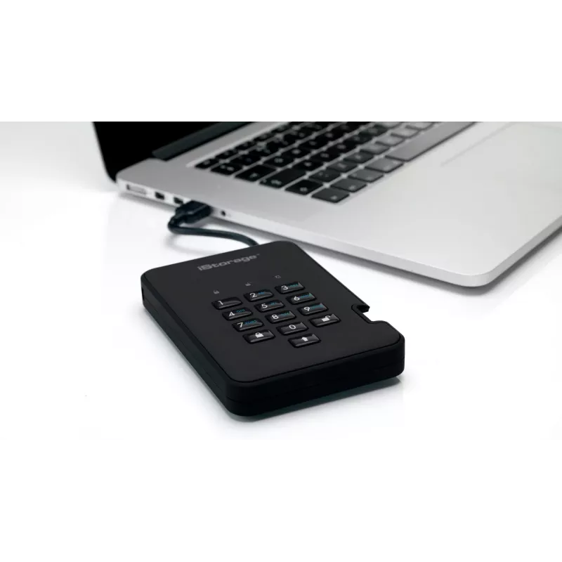 iStorage diskAshur² SSD 128GB Schwarz | Sichere tragbare Solid-State-Festplatte | AES-XTS 256-Bit-Hardwareverschlüsselung | PIN-geschützt | Betriebssystem- und plattformunabhängig | TAA-konform | Schutz vor Brute-Force-Angriffen | Staub-/wasserbeständig