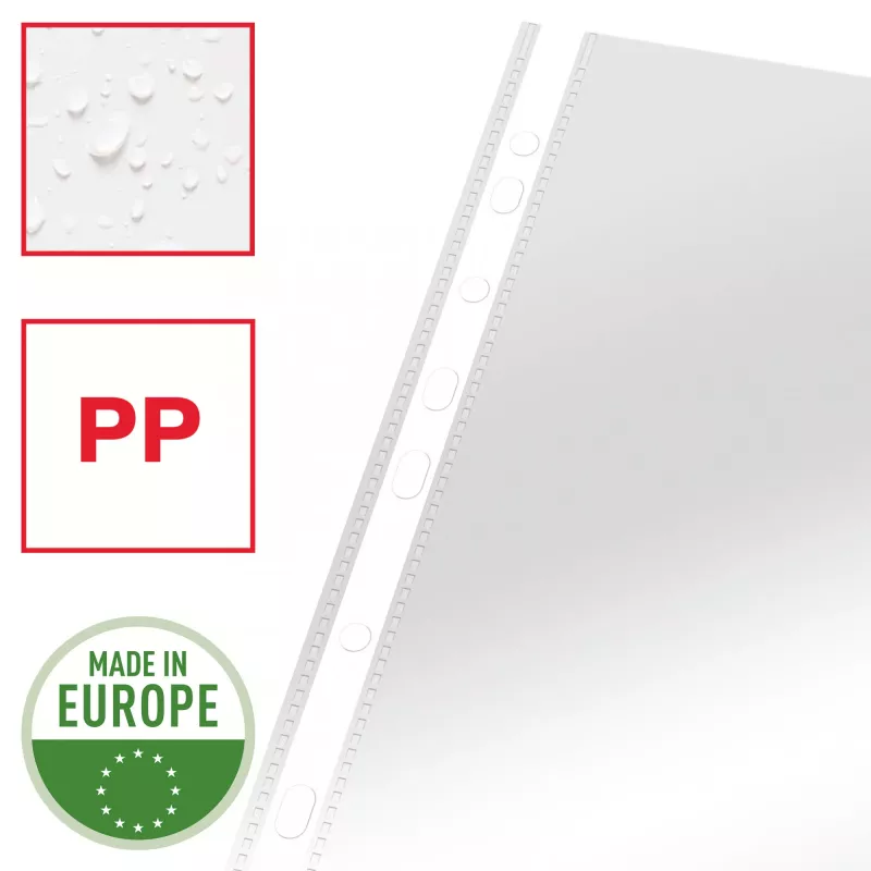 Esselte Pocket 75my A4, 210 x 297 mm (A4), Transparent, Polypropylene (PP), Hochformat, Oben, 0.075 mm