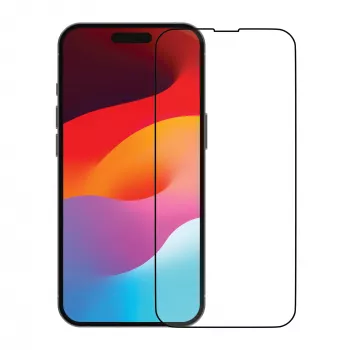 Klare Displayschutzfolie d bramante eco-shield für iPhone 15, transparent, Schwarz Edge