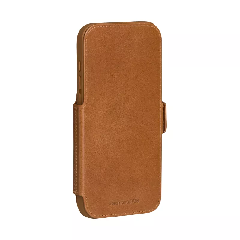 dbramante1928 Copenhagen genarbte Leder-Flipcase für iPhone 17 Pro Max, tan