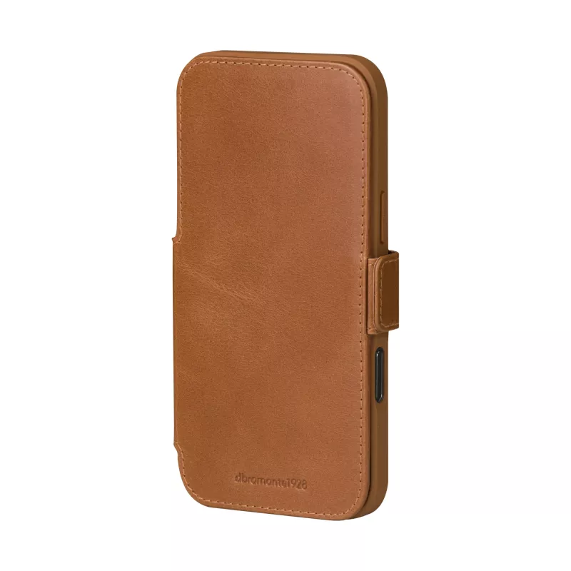 dbramante1928 Copenhagen genarbte Leder-Flipcase für iPhone 17 Pro Max, tan