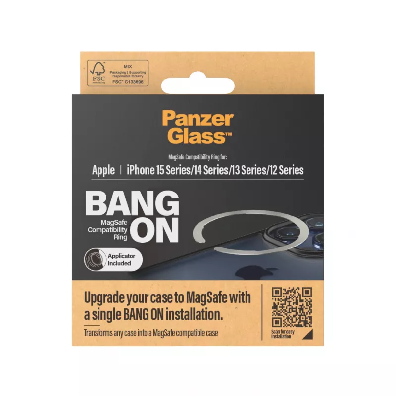 PanzerGlass Bang On MagSafe-Kompatibilitätsring für iPhone 12/13/14/15, Transparent