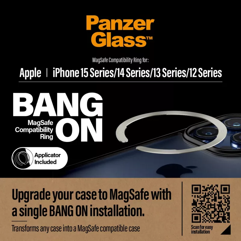 PanzerGlass Bang On MagSafe-Kompatibilitätsring für iPhone 12/13/14/15, Transparent
