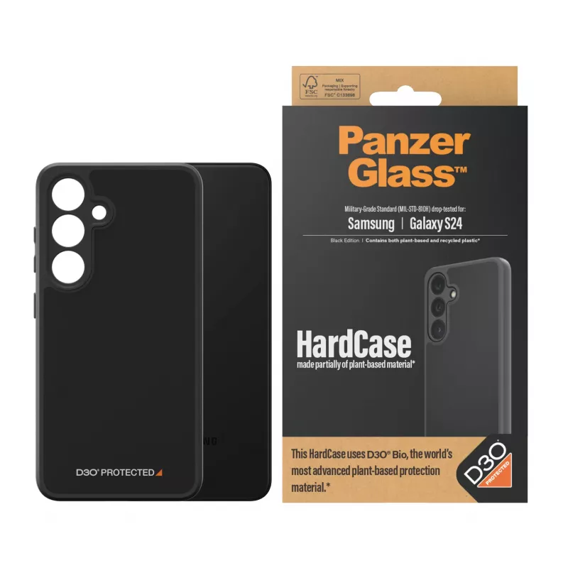 PanzerGlass ® HardCase Schwarz w. D3O® Samsung Galaxy S24, Abdeckung, Samsung, Samsung - Galaxy S24, Schwarz