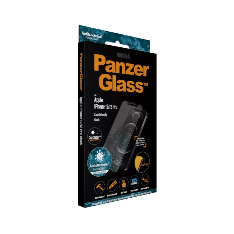 PanzerGlass CamSlider Displayschutz für Apple iPhone 12 / 12 Pro — Randloses gehärtetes Glas, Transparent, 6,1 Zoll