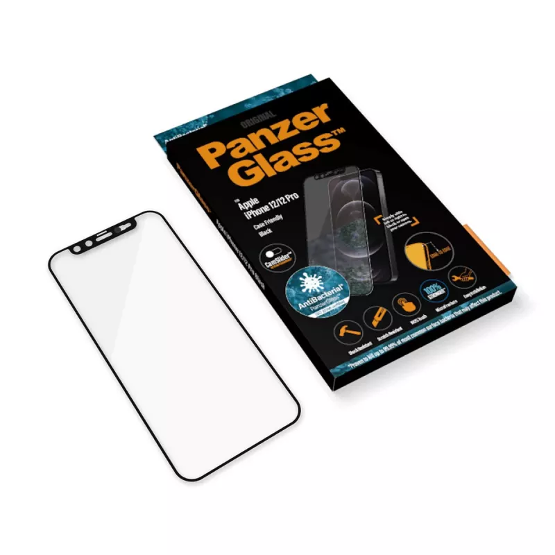 PanzerGlass CamSlider Displayschutz für Apple iPhone 12 / 12 Pro — Randloses gehärtetes Glas, Transparent, 6,1 Zoll