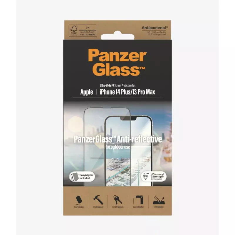 PanzerGlass ® Entspiegelter Displayschutz iPhone 14 Plus | 13 Pro Max | Ultra-Wide Fit mit EasyAligner