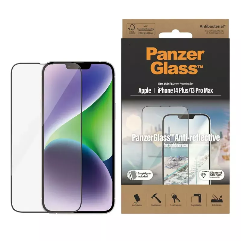 PanzerGlass ® Entspiegelter Displayschutz iPhone 14 Plus | 13 Pro Max | Ultra-Wide Fit mit EasyAligner