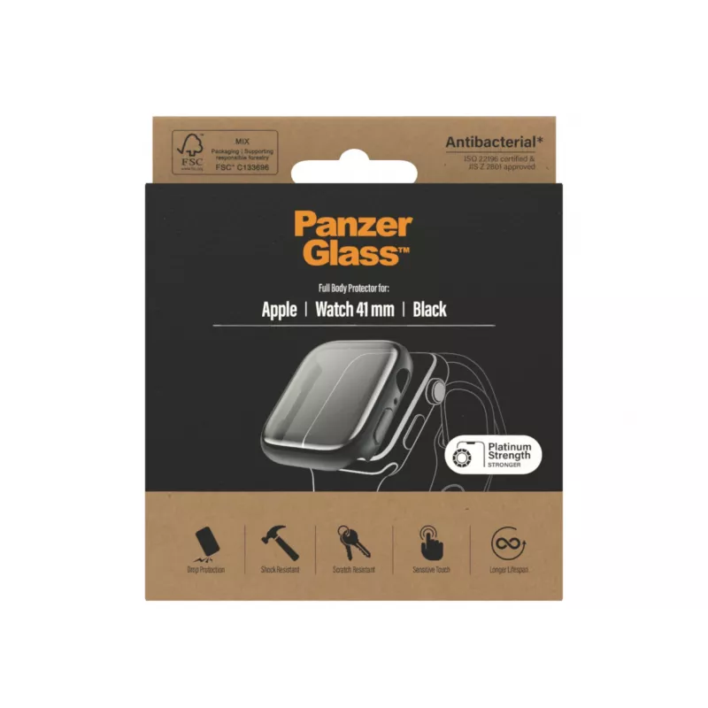 PanzerGlass Full-Body-Displayschutz für Apple Watch Series 9/8/7 41 mm, Schwarz (3663)