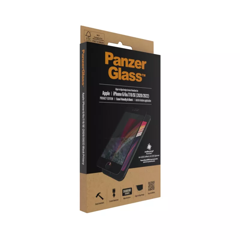 PanzerGlass ® Sichtschutzfolie iPhone SE (2020/2022) | 8 | 7 | 6 | 6s | Edge-to-Edge