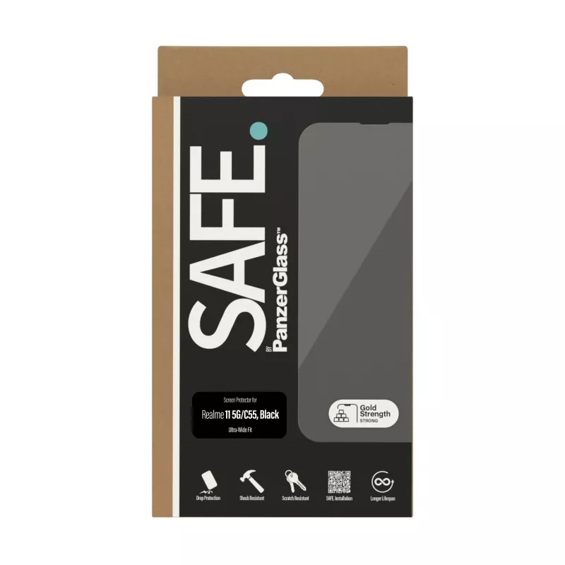 PanzerGlass SAFE. by ® Displayschutzfolie Realme 11 5G | C55 | Ultra-Wide Fit