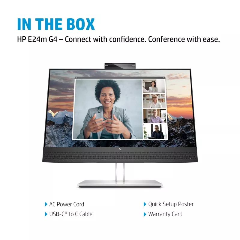 HP E24m G4 FHD USB-C Conferencing Monitor Computermonitor 60,5 cm (23,8″) 1920 x 1080 Pixel Full HD Schwarz, Silber