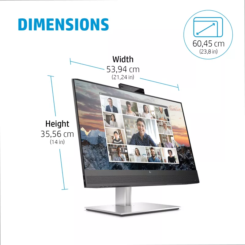 HP E24m G4 FHD USB-C Conferencing Monitor Computermonitor 60,5 cm (23,8″) 1920 x 1080 Pixel Full HD Schwarz, Silber