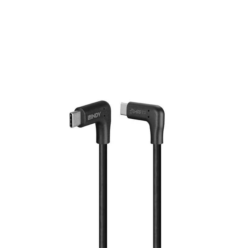 Lindy 1m USB 3.2 rechtwinkliges USB-C auf rechtwinkliges USB-C Kabel, 10Gbps