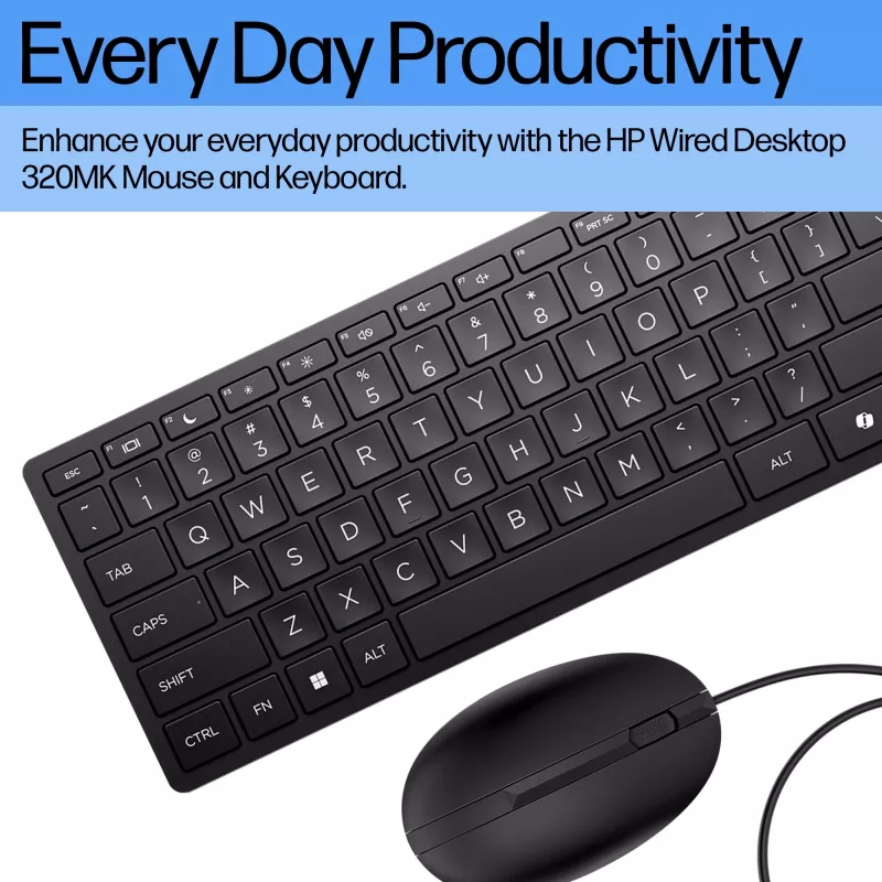 Kabelgebundenes Tastatur-Maus-Set HP 320MK – USB, Membrantastatur, Schwarz
