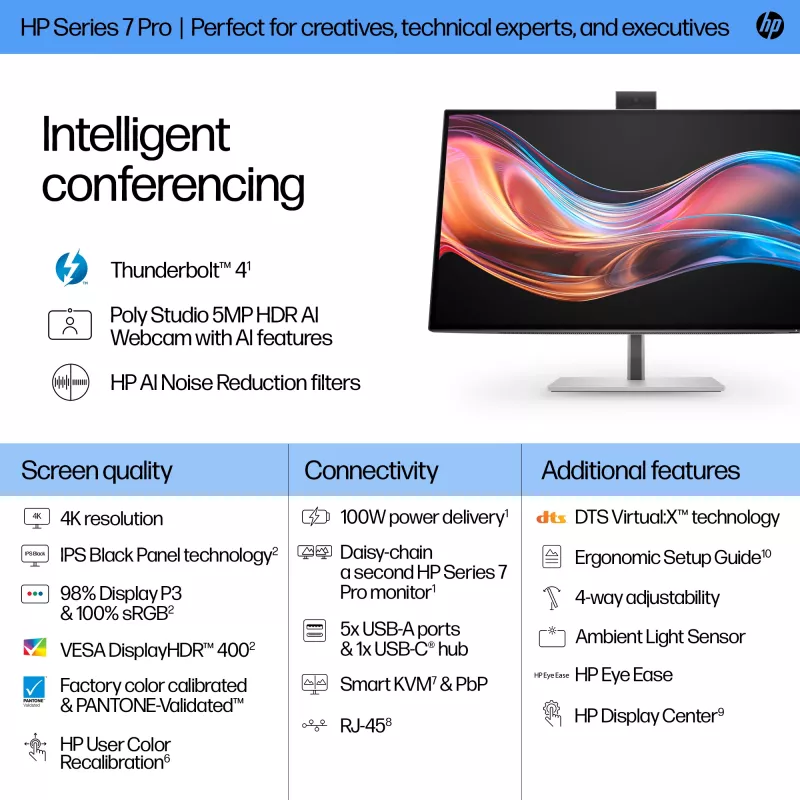 HP Series 7 Pro 27 Zoll 4K Conferencing Monitor - 727pm