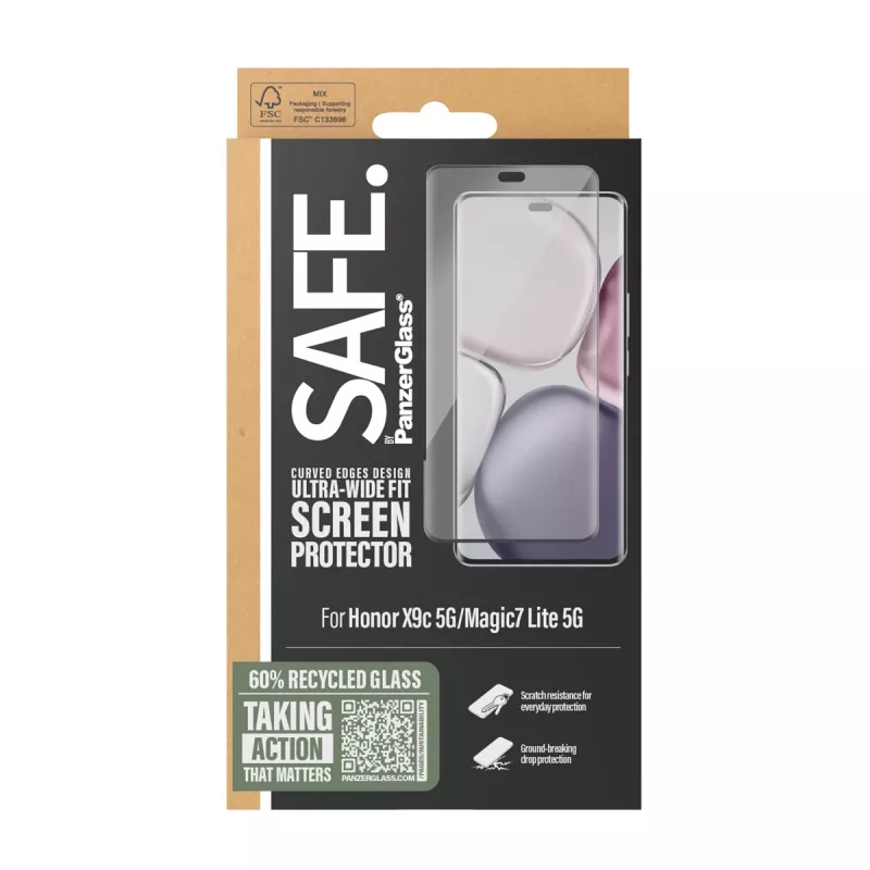 PanzerGlass SAFE. by ® Displayschutz mit schwarzem Rahmen Honor X9c 5G | Magic7 Lite 5G | Ultra-Wide Fit